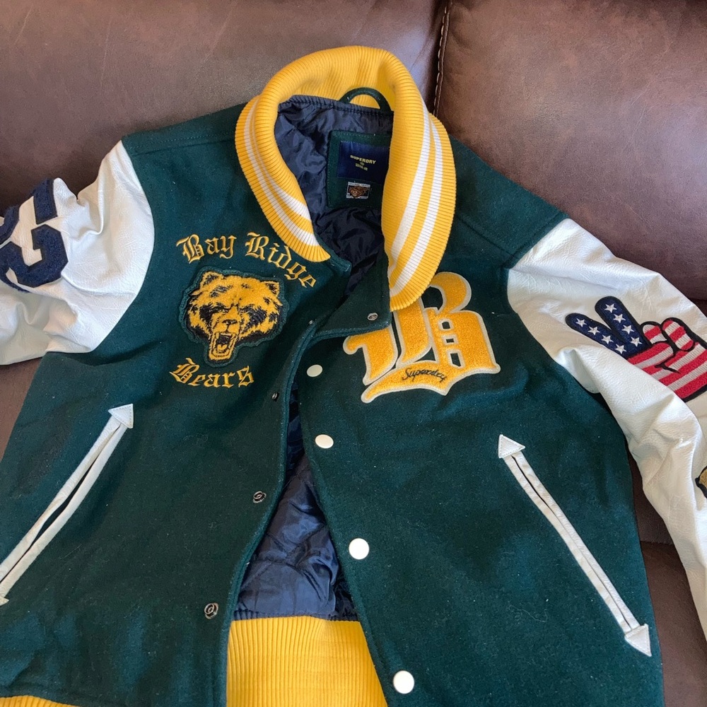 Superdry Green and Yellow Varsity Jacket